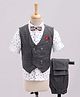 Jash Kids Full Sleeves Printed Shirt And Pants Set With Waistcoat - Black