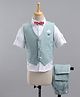 Jash Kids Full Sleeves Striped Party Suit With Waistcoat - Green