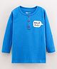 Bodycare Cotton Knit Full Sleeves Stretchable T-Shirt Text Print - Royal Blue