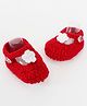 Woonie Handmade Floral Embroidered Detail Booties  - Red