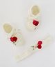 Woonie Handmade Floral Embroidered Detail Criss Cross Booties With Headband - Cream