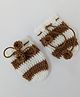 Little Peas Stripe Patterned Handmade Mittens - Beige & White