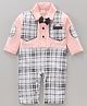 Jo&Bo Full Sleeves Bow Embellished Jacket Style Multi Checkered Party Romper - Peach