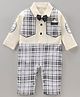 Jo&Bo Full Sleeves Bow Embellished Jacket Style Multi Checkered Party Romper - Yellow
