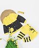 Woonie Handmade Full Sleeves Kitty Paw Embroidered Detail Sweater With Pant -Yellow & Black