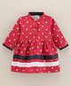 Simply Premium Full Sleeves Cotton Frock Stars Print- Red