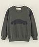 Simply Full Sleeves Sweater Car Print - Green