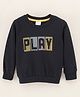 Simply Full Sleeves Sweatshirt Text Print - Navy Blue
