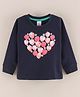 Pink Rabbit Cotton Full Sleeves Strawberry Print Top - Navy