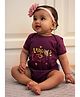 Zeezeezoo Half Sleeves Ladoos & Lollipops Text With Cat Placement Printed Onesie - Violet