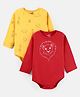 Doodle Poodle Cotton Knit Full Sleeves Animal Printed Onesies Pack Of 2 - Red & Yellow