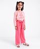 Babyhug 100% Cotton Full Sleeves Embroidered Top with Matching Palazzo - Pink Peach