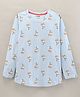 Fido Cotton Knit Full Sleeves Floral Print Top - Blue