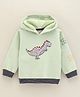 Little Kangaroos Full Sleeves Hooded Sweatshirt Dinosaur Embroidery- Green