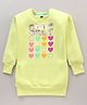 Vitamins Full Sleeves Knee Length Dress Heart Print - Neon Yellow