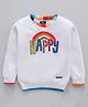 Vitamins Full Sleeves Flat Knit Winter Top Text Print - White
