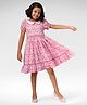 Soleilclo Puffed Sleeves Floral Print Dress - Pink