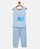 Mackly Sleeveless Dolphin Patch Top With Stars Printed Pajama - Blue