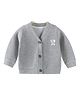 MOMISY Full Sleeves Solid Sweater with Applique - Grey