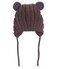 MOMISY Knitted Woolen Earlap Cap With Knot Brown - Diameter  48 cm