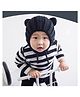 MOMISY Knitted Woolen Earlap Cap With Knot Black - Diameter  48 cm