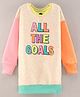 Vitamins Full Sleeves Winter Wear Frock With Text Placement Print - Neon Multicolour