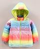 Vitamins Fleece Knit Full Sleeves  Foil Printed Hooded Jacket With Ombre Effect - Multi Color
