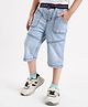 Babyhug Knee Length Washed Denim Jamaican Shorts - Blue