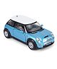 Kinsmart Mini Cooper Diecast Car Toy - Sky Blue & White