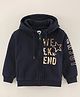 Vitamins Full Sleeves Hooded Sweat Jacket Text Print - Blue