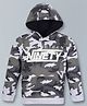 Plum Tree Full Sleeves Ninety Printed Camouflage Hooded Sweatshirt - Grey