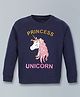 Plum Tree Full Sleeves Princess Unicorn Text With Unicorn Placement Printedd Sweatshirt - Navy Blue
