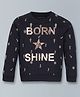 Plum Tree Full Sleeves All Over Snowflakes & Candy With Born To Shine Text Detailed Sweatshirt - Black