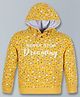 Plum Tree Full Sleeves Floral & Dreaming Glitter Text Printed Hoodie Sweatshirt - Yellow