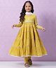 Biba Lime Yellow Cotton Anarkali Suit Set Combines Kurta  Bottoms and Dupatta