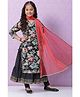 Biba Black Art Silk Straight Suit Set