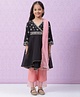 Biba Black Art Silk Anarkali Suit Set