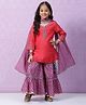 Biba Red & Purple Art Silk Straight Suit Set
