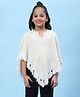 BIBA Wool Half Cape Sleeves Sequin Embellished Neckline & Tassel Detailed Poncho Top - Off White