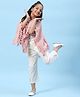 BIBA Wool Half Cape Sleeves Sequin Embellished Neckline & Tassel Detailed Poncho Top - Pink