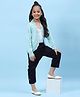 BIBA Full Sleeves Sequin Embellished & Designed Curved Hem Front Open Shrug - Blue