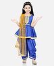 BownBee Sleeveless Bandhani Detail Peplum Style Kurti And Dhoti With Dupatta - Blue