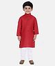BownBee Full Sleeves Solid Kurta Pyjama Set - Red