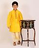 P-MARK Full Sleeves Ethnic Motif Self Design Kurta & Pyjama Set - Yellow