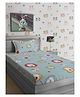 Hosta Homes 280 GSM Glaced Cotton Printed Double Bed Sheet With 1 Pillow Cover - Grey