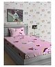 Hosta Homes 280 GSM Glaced Cotton Printed Double Bed Sheet With 1 Pillow Cover - Pink