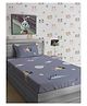 Hosta Homes 280 GSM Glaced Cotton Cartoon Printed Double Bed Sheet With 1 Pillow Cover - Grey