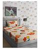 Hosta Homes 280 GSM Glaced Cotton Cartoon Printed Double Bed Sheet With 1 Pillow Cover - Beige