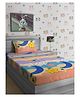Hosta Homes 280 GSM Glaced Cotton Cartoon Printed Double Bed Sheet With 1 Pillow Cover - Multicolour
