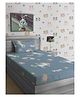 Hosta Homes 280 GSM Glaced Cotton Cartoon Printed Double Bed Sheet With 1 Pillow Cover - Grey